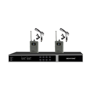 Sistema de Micrófono Inalámbrico Dual de 1200 MHz con Auriculares Lavalier de Cuello de Cisne y Micrófono de Escritorio para Conferencias - Product Image 1