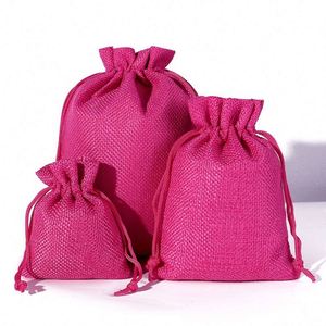 Sac en jute personnalisé avec logo imprimé, pochette en cacao, sac cadeau en toile de jute naturelle, sac en toile de jute à cordon de serrage - Product Image 2