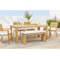 Meubles de banquet pour terrasse extérieure de restaurant, banc de salle à manger 6 places et table en teck