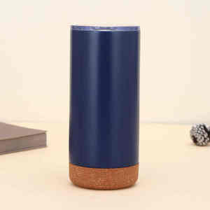 Nouvelle tasse à café isotherme en acier inoxydable à double paroi de 16 oz, avec fond en liège moderne, corps droit, anti-fuite et écologique - Product Image 3