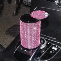 Pemegang Cangkir Asap Berlian, Asbak Kristal Interior Mobil Bling Pink untuk Aksesori Mobil