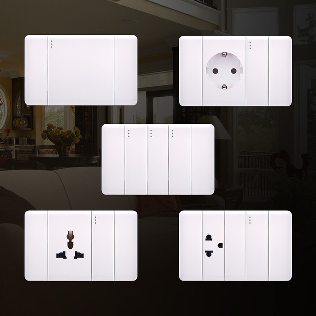High Power 120 Series Wall Electrical Switch New Style IP20 Modular 20A PC Material Max Voltage 250V Max Current 10A