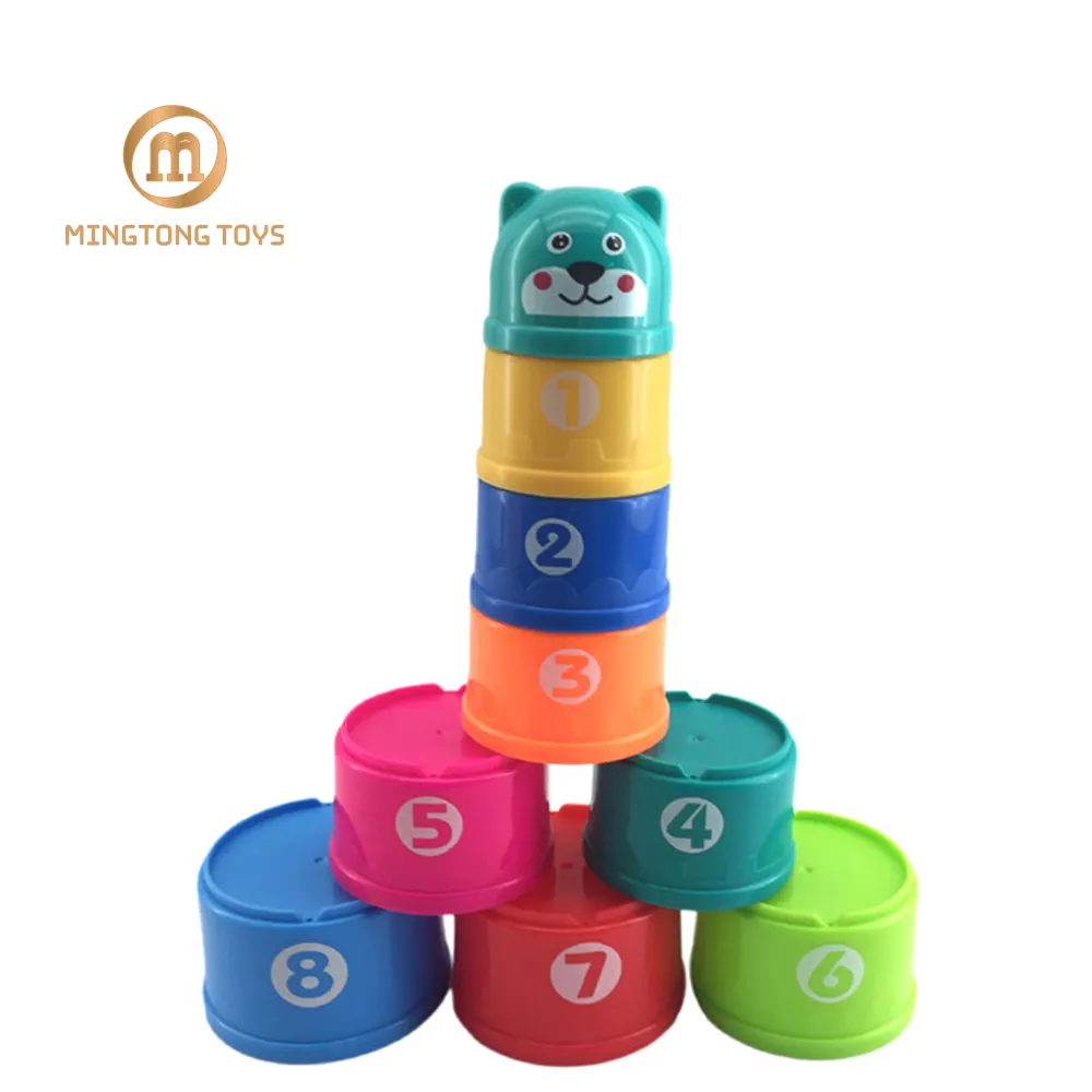 Lustiges klassisches sicheres Material Bades pielzeug Buntes intellektuelles Spiel Baby Stack Cups