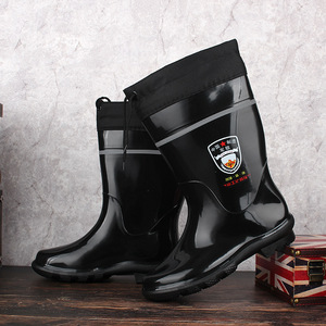 Men's Mid Calf All Black Rain <b>Boots</b> With Reinforced Cotton Padding Thickened Cold Proof Non <b>Slip</b> Wear Resistant For Industrial - Product Image 2