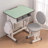 Conjunto de Silla de Escritorio Moderna de Plástico Cómodo con Mesa de Escritura en la Pared y Gancho para Bolsas para Uso en la Escuela, el Hogar y la Oficina