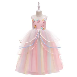 MQATZ Lovely Girl Unicorn Party Dress Latest Flower Girl frocks Children Bridesmaid Ball Gown DJS021