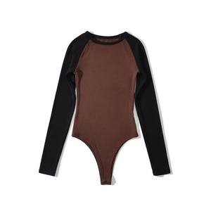 Mono de forro polar cepillado de manga raglán estilo casual sexy para otoño, camiseta de manga larga ajustada para mujer - Product Image 6