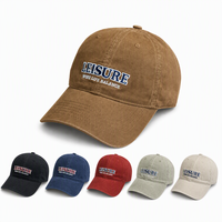 Casquette de baseball personnalisée avec logo brodé noir effet vieilli, six panneaux, style Dad Hat, streetwear, visière incurvée, en sergé de coton, vente en gros OEM