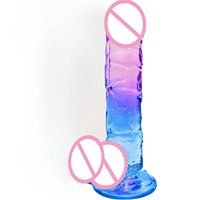 Dildo realista de gelatina cristalina de 7.5 pulgadas con ventosa para adultos