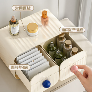 Cosmetic Storage Box Desktop <b>Drawer</b> Style Plastic Organizer With Compartments For <b>Makeup</b> And Skincare Products - Product Image 1