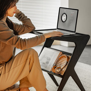 Table d'appoint en rotin et bois de frêne noir, petit mobilier de bureau, table de chevet, étagère de rangement, porte-revues, simple - Product Image 4