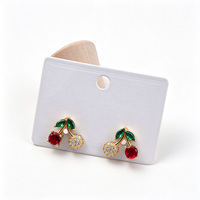 Boucles d'oreilles pendantes tendance plaquées or 18 carats, inspirées des fruits (cerise, fraise), en laiton, perles et zircon, bijoux pour femmes pour les soirées