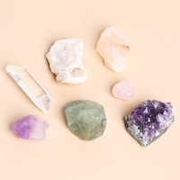Usine de vente directe, grappe de cristal naturel, 7 pièces, boîte-cadeau d'échantillon de minerai de pierre brute pour l'éducation