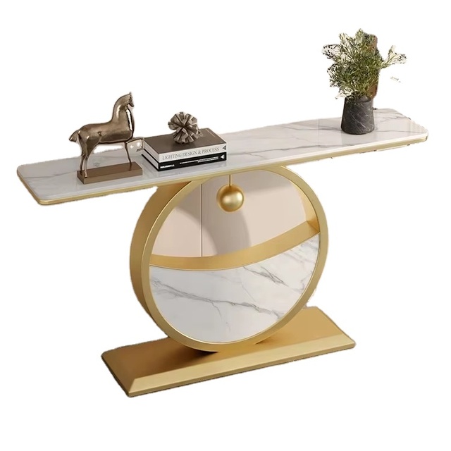 Cheap Wholesale Furniture Modern Luxury Entryway Sintered Stone Top Half Round Console Tables