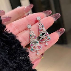 2024 New Christmas <b>Tree</b> Earrings Fashion Diamond Shiny Zircon Earrings Cute Pendant Earrings Jewelry Christmas Gift - Product Image 4
