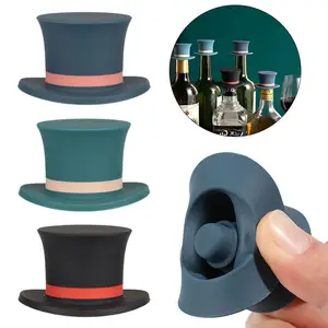 Creative Wine Bottle Hats Leakproof Vacuum Seal Preservation No Smell Reusable Bar Kitchen Tool Hat Shape Silicone Red Wine Plug