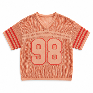 Suéter de punto con bloques de color para hombre, estilo universitario vintage, con rayas numéricas y diseño hueco, jersey deportivo. - Product Image 2