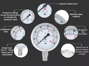 4 Inch 100mm Made In China Cheap 1/2NPT Thread Connection Stainless Steel Pressure Gauge