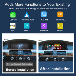 Android Auto Apple <span class=keywords><strong>CarPlay</strong></span> Inalámbrico para <span class=keywords><strong>BMW</strong></span> E60 E61 E70 <span class=keywords><strong>E87</strong></span> E90 E92, Soporte para Tablero, Pantalla Táctil HD, Sistema Linux - Product Image 3