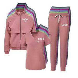 Set di uniformi Scrub per maglioni personalizzati Set di uniformi per infermiere mediche a maniche lunghe alla moda Set di uniformi ospedaliere per uomini e donne