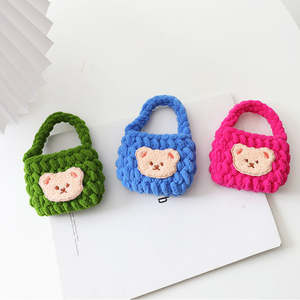 Étui pour écouteurs en coton fait main mignon en laine crochetée pour <span class=keywords><strong>Airpods</strong></span>, sacs de rangement pour petits ours, cadeaux, sacs colorés - Product Image 5