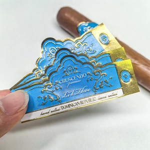 Anillas para Cigarros Azules Premium con Impresión Personalizada a Todo Color y Relieve en Dorado para Empaquetado de Cigarros - Product Image 3