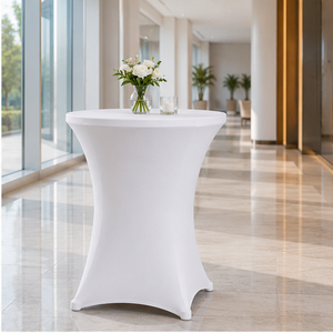 High Quality White Cocktail Spandex Table Cover <b>Round</b> Highboy Stretch Fitted <b>Tablecloth</b> For Hotel Reception - Product Image 1