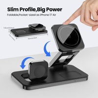 Support de chargeur sans fil magnétique 3-en-1 pliable 25W pour iPhone 17/16/15/14, iWatch et écouteurs