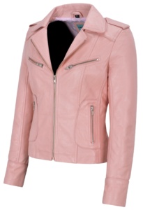 Chaqueta de Mujer Personalizada 100% Cuero Nappa Rosa Bebé Vintage con Acabado Envejecido, Marca Privada OEM/ODM, Estilo Heritage - Product Image 2