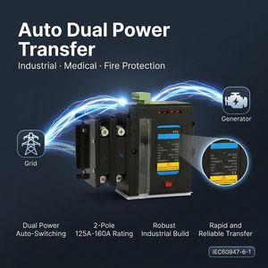 Heavy Duty 160A 2P 400V Automatic Transfer Switch ATS Dual Power for Mechanical Interlock Medical <strong>Fire</strong> Emergency IEC - Product Image 1