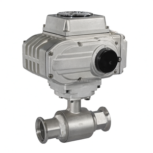 Vanne à bille électrique sanitaire en acier inoxydable à commande motorisée COVNA, commande urgente, DN40, port L, bride tri-clamp, qualité alimentaire - Product Image 1