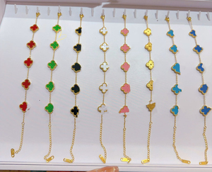 Bracciale da Donna con <span class=keywords><strong>Quadrifoglio</strong></span> a Cinque Fiori, Vendita Transfrontaliera, Pietra Naturale, Non Sbiadisce, Gioiello di Lusso Leggero e di Alta Gamma - Product Image 2