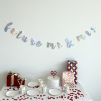 L'amour est doux bannière irisé métallique couleur papier bannières pour douche nuptiale fiançailles mariage enterrement de vie de jeune fille décor