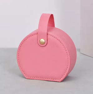 Cute Macaron Color Round Jewelry <b>Storage</b> Case Custom Logo <b>Small</b> Leather Jewelry <b>Box</b> for Women Outdoor Travel - Product Image 6