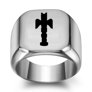 Men's Stainless Steel Square Ring Cross Design 18MM <b>Polished</b> Fashion Jewelry Gift - Product Image 3