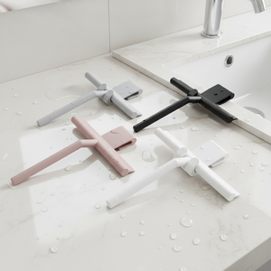 Escobilla de silicona negra para ducha, limpiaparabrisas con gancho de silicona, Soportes magnéticos de 3M, soporte de Metal, gran oferta - Product Image 1