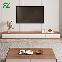 Meuble TV Moderne Minimaliste en Panneau Nid d'Abeille en Aluminium Ignifuge, Résistant à l'Humidité et Durable, avec Fonction de Rangement pour Salon et Hôtel