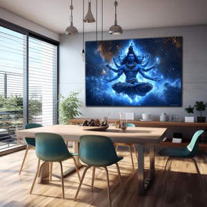 Cuadro <span class=keywords><strong>de</strong></span> Porcelana con Cristal <span class=keywords><strong>de</strong></span> Lujo Moderno del Dios Hindú Shiva, Impresión HD, Arte Mural Cósmico <span class=keywords><strong>de</strong></span> Mahadev para Sala <span class=keywords><strong>de</strong></span> Estar o Sofá - Product Image 4