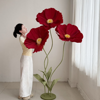 Bunga Lotus Kertas Raksasa Buatan Tangan, Dekoratif Mewah Modern Realistis untuk Acara, dengan Alas dan Tiang, untuk Pernikahan, Hari Valentine