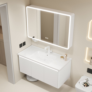 Meuble <span class=keywords><strong>de</strong></span> <span class=keywords><strong>salle</strong></span> <span class=keywords><strong>de</strong></span> <span class=keywords><strong>bain</strong></span> intégré <span class=keywords><strong>de</strong></span> style urbain minimaliste et abordable avec miroir LED et lavabo en céramique <span class=keywords><strong>pour</strong></span> la <span class=keywords><strong>salle</strong></span> <span class=keywords><strong>de</strong></span> <span class=keywords><strong>bain</strong></span> à domicile - Product Image 4