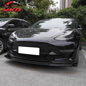 Pour Tesla Model 3 2017-2023 IKON V4 Lèvre de pare-chocs avant 3 pièces en ABS imitation carbone de haute qualité, kit carrosserie - Product Image 2