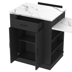 Extendable <b>Island</b> Console with Drawers, Double-door Cabinet, and Open Shelving. Serves As Dining <b>Table</b> - Product Image 2