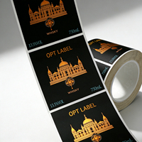 Etiquetas de Papel Texturizado Personalizadas con Estampado en Lámina Dorada para Botellas de Whisky, Vodka, Ginebra, Ron, Tequila y Licores de Primera Calidad, Marca PT