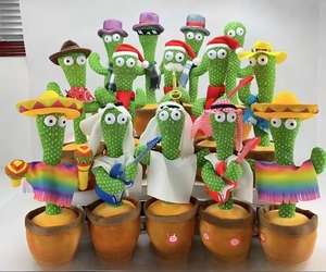 Cactus en peluche dansant et chantant, jouet interactif pour bébé, répète ce qu'il dit, jouet éducatif pour apprendre à parler, cadeau d'anniversaire - Product Image 2