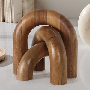 Set <span class=keywords><strong>di</strong></span> 3 Mensole in Legno Moderne, <span class=keywords><strong>Oggetti</strong></span> Decorativi Estetici Marroni per Tavolino, Libreria, Console, Ingresso - Product Image 1