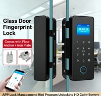 Cerradura de Combinación para Puerta de Vidrio, Sin Perforaciones, con Huella Dactilar y Control por Aplicación CamHi, para Tiendas y Oficinas, Cerradura para Puerta Simple/Doble