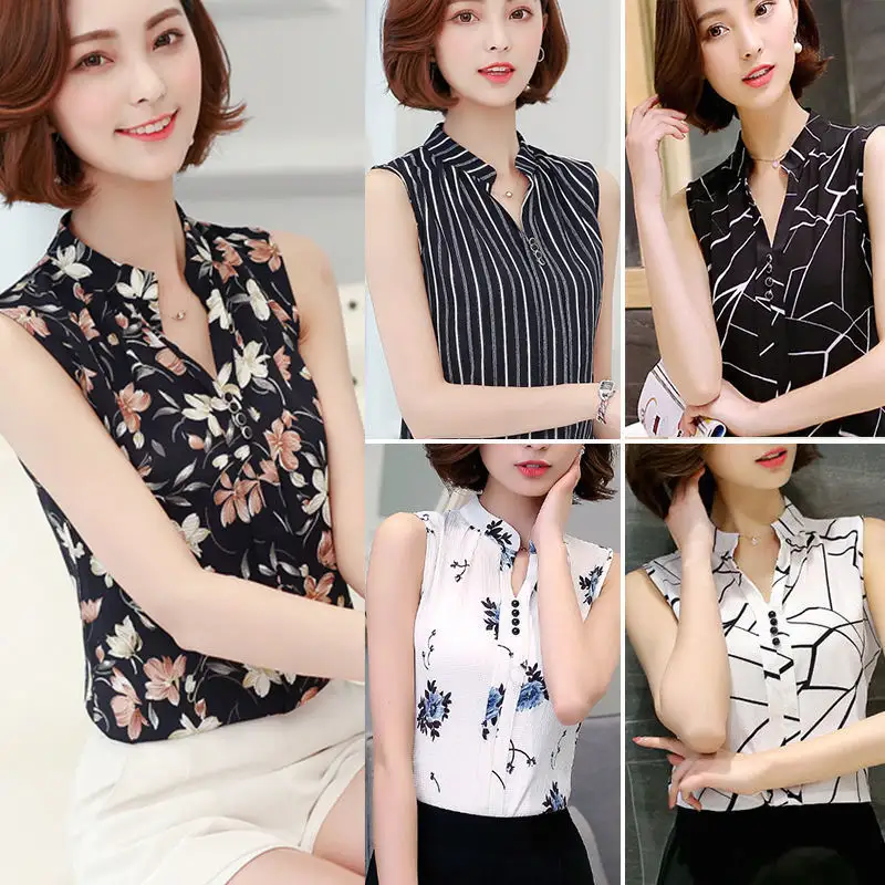 10% Rabatt auf Frauen Blusen und Hemden Sommer Koreanische Elegante Ärmellose Blume Schmetterling Plaid Print Shirt Damen Tops Damen bekleidung