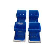 Nouvel ensemble de 4 mangeoires anti-morsure en plastique ABS pour lapins avec bord métallique, trou de drainage anti-déversement, couleur bleue, facile à utiliser, à fixer sur la cage