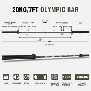 AOR Hot Selling High Quality Camouflage Barbell <strong>Bar</strong> 20KG 700lbs for Exercise - Product Image 3