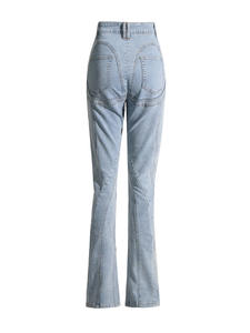 Fashion celana <span class=keywords><strong>Jeans</strong></span> wanita perca warna kontras, <span class=keywords><strong>Jeans</strong></span> ramping lurus baru 2024 - Product Image 5